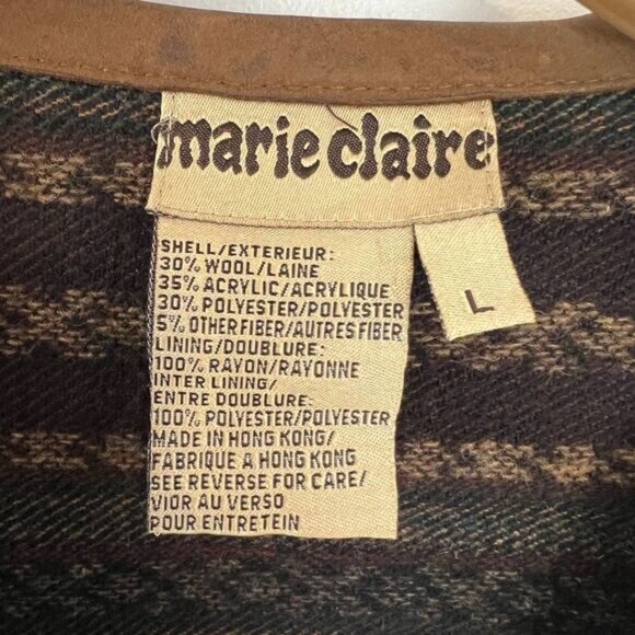 Vintage Marie Claire Women's Large Wool Blend Cardigan Sweater Shacket Fair Isle - Picture 11 of 14